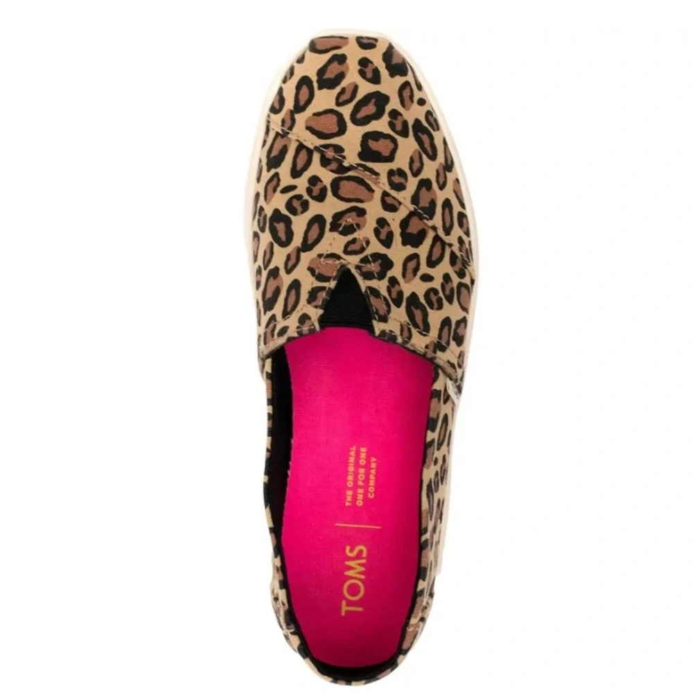 Toms Leopard Print Canvas Slip-On Sneakers - Tan, Black, Brown